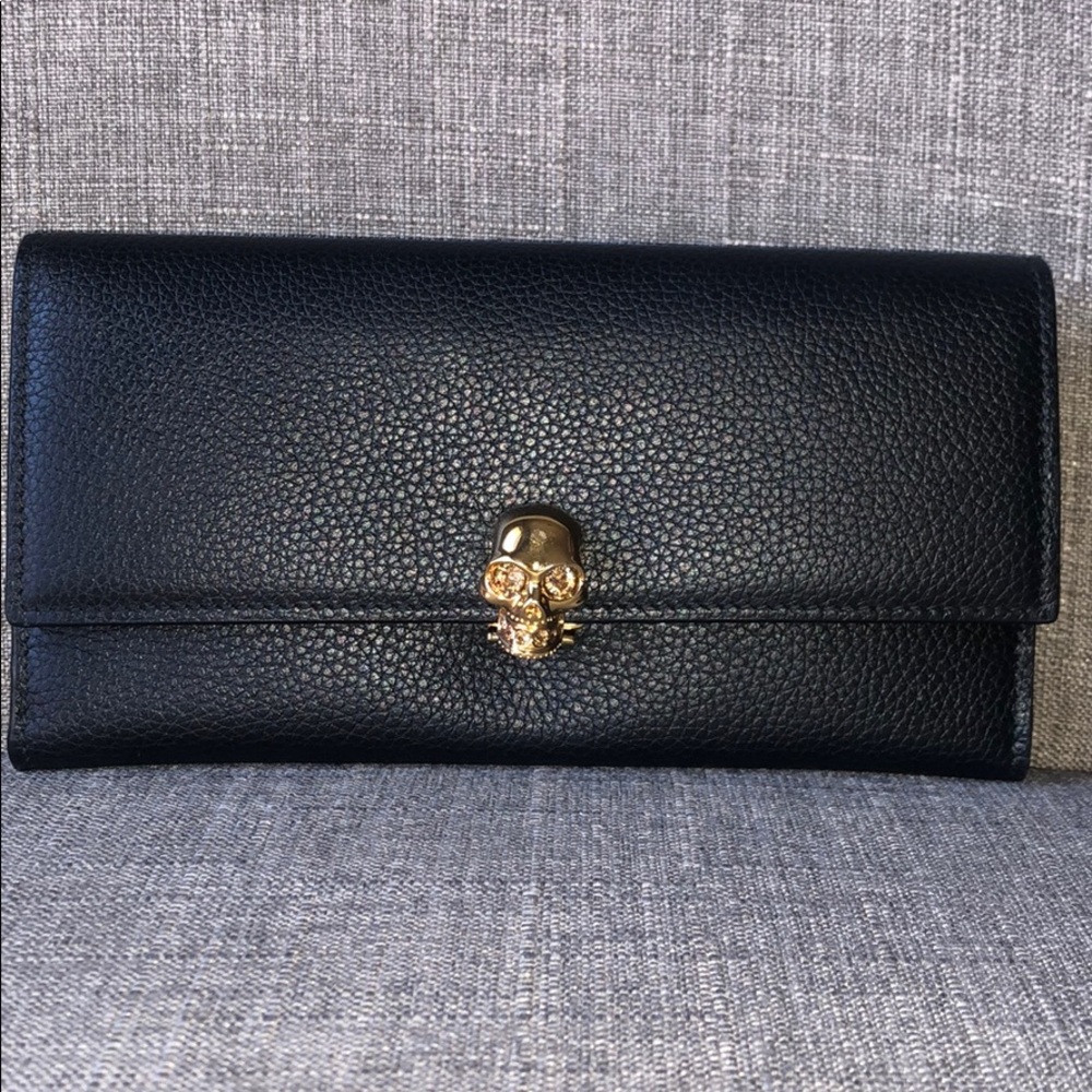 Alexander McQueen Continental Scull Leather Wallet